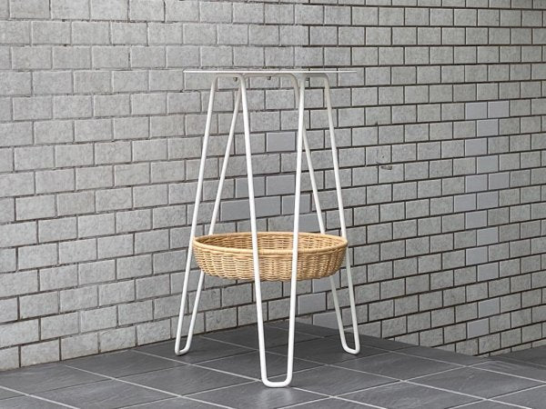 イデー IDEE ワラビー サイドテーブル WALLABY SIDE TABLE ホワイト スチール×ラタン バスケット ナチュラルモダン 廃番サイズ ■