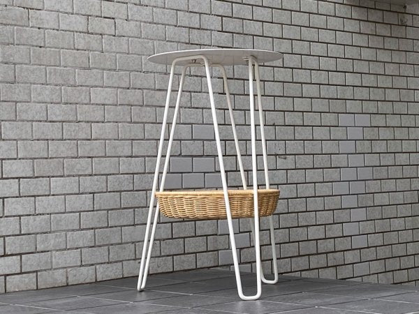 イデー IDEE ワラビー サイドテーブル WALLABY SIDE TABLE ホワイト スチール×ラタン バスケット ナチュラルモダン 廃番サイズ ■