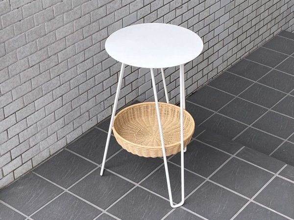 イデー IDEE ワラビー サイドテーブル WALLABY SIDE TABLE ホワイト スチール×ラタン バスケット ナチュラルモダン 廃番サイズ ■