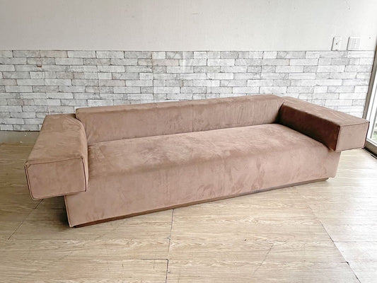 イデー IDEE バセットソファ ダブルアームズ BASSET SOFA DOUBLE ARMS 3人掛け スエード ファブリック ブラウン 受注生産品 クッション欠品 ●