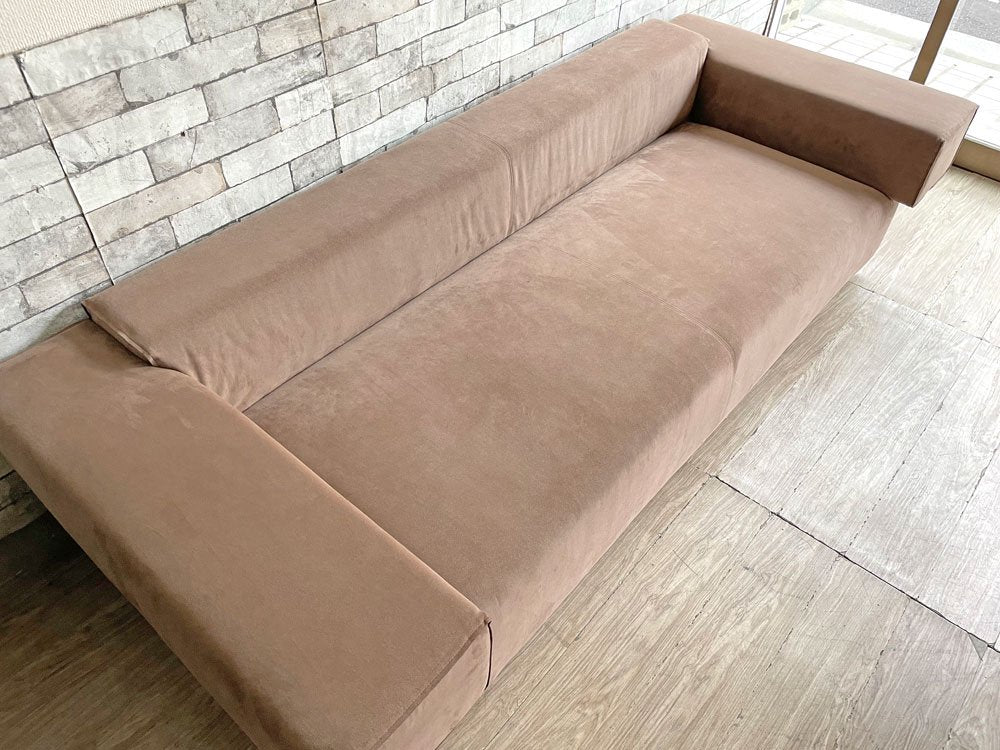 イデー IDEE バセットソファ ダブルアームズ BASSET SOFA DOUBLE ARMS 3人掛け スエード ファブリック ブラウン 受注生産品 クッション欠品 ●