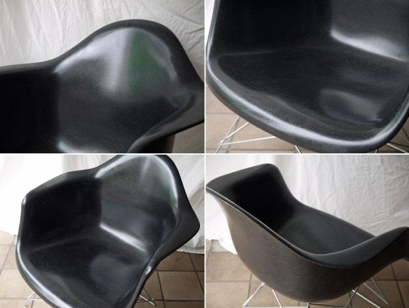 ハーマンミラー Herman Miller アームシェルチェア LAR 現行FRP製 ブラック キャッツクレイドル ラウンジベース C&R イームズ ◇