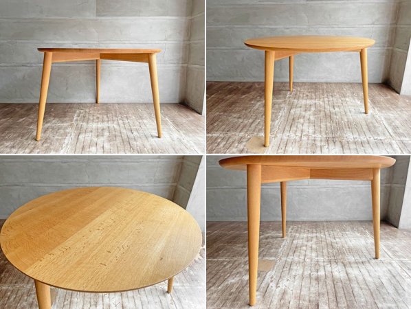 宮崎椅子製作所 ほおずき hozuki table 丸テーブル ラウンドテーブル 3本脚 ナラ材 W105cm 北欧スタイル 定価\226,600- ♪