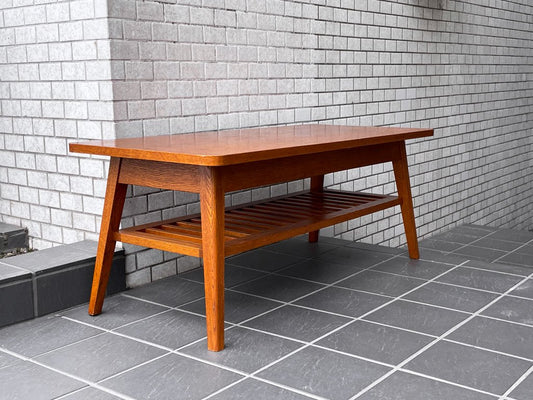 パシフィックファニチャーサービス PACIFIC FURNITURE SERVICE ローテーブル DH TEA TABLE WITH SHELF Sサイズ ダークブラウン オーク材 P.F.S ■