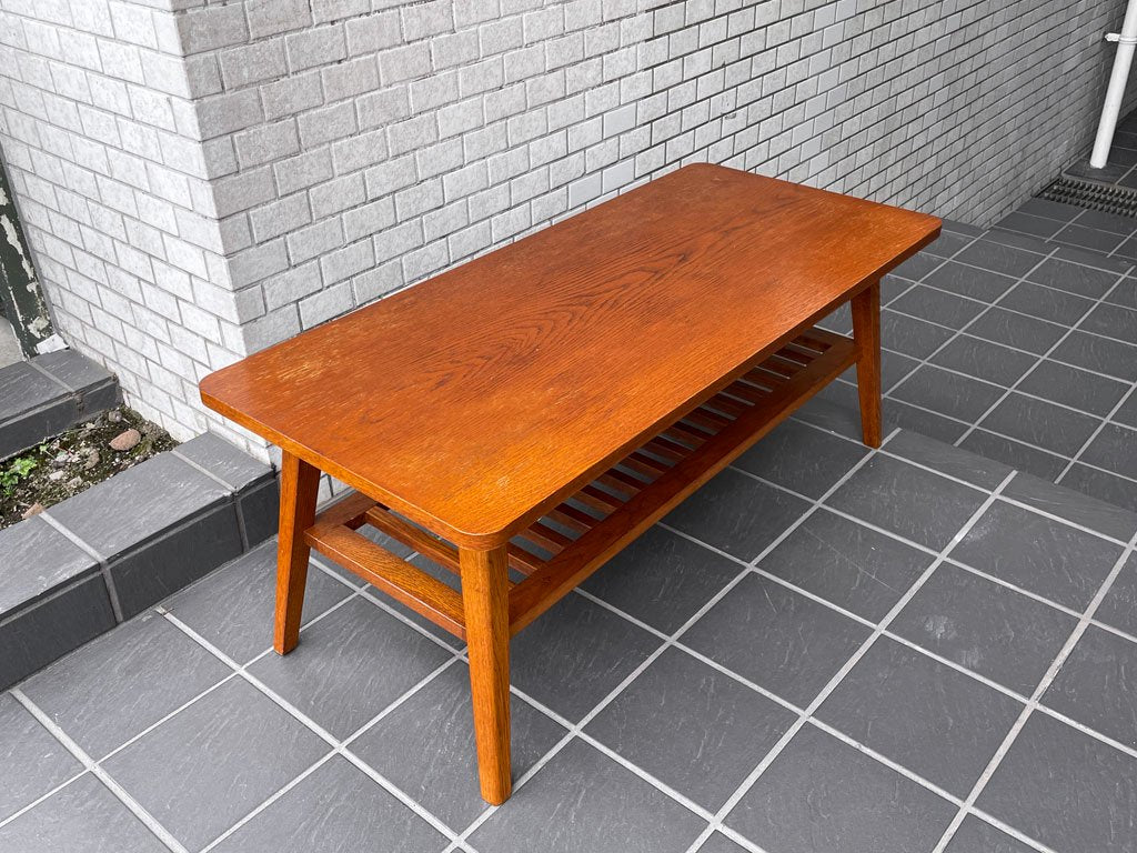 パシフィックファニチャーサービス PACIFIC FURNITURE SERVICE ローテーブル DH TEA TABLE WITH SHELF Sサイズ ダークブラウン オーク材 P.F.S ■