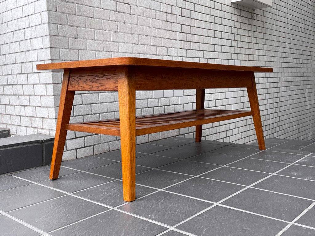 パシフィックファニチャーサービス PACIFIC FURNITURE SERVICE ローテーブル DH TEA TABLE WITH SHELF Sサイズ ダークブラウン オーク材 P.F.S ■