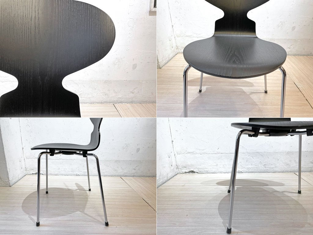 フリッツハンセン Fritz Hansen アントチェア ANT CHAIR アルネ・ヤコブセン カラードアッシュ ブラック 4本脚 アリンコチェア 北欧 デンマーク★