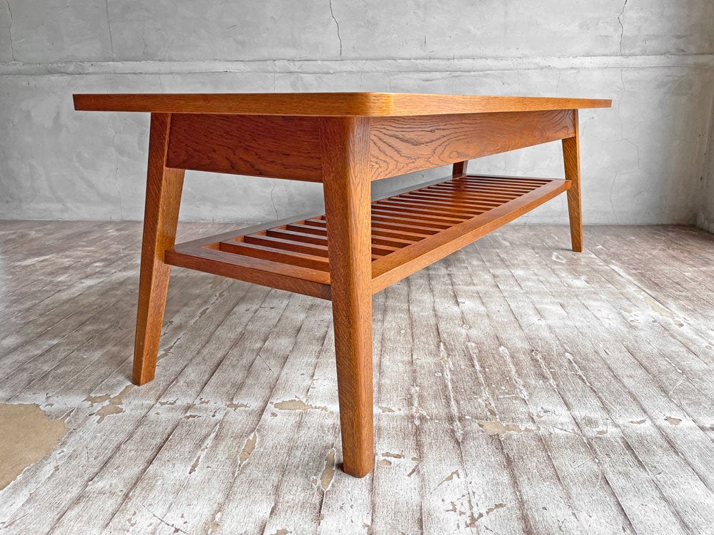 パシフィックファニチャーサービス P.F.S. ローテーブル ティーテーブル DH TEA TABLE WITH SHELF Lサイズ ダークブラウン ナラ材 定価\70,400-♪