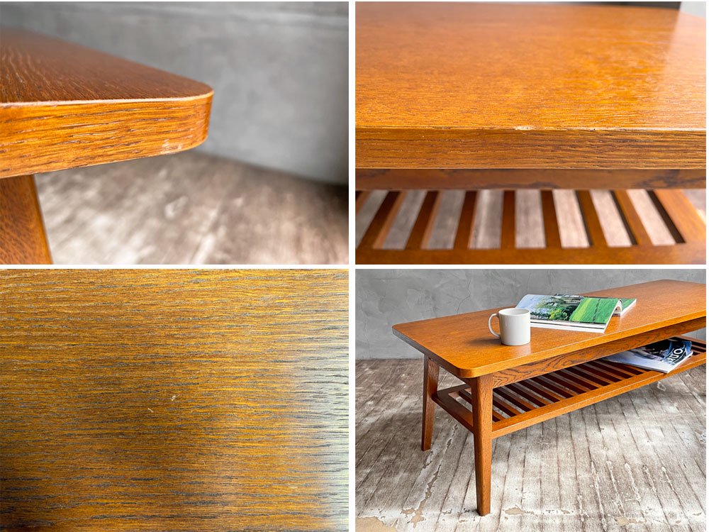 パシフィックファニチャーサービス P.F.S. ローテーブル ティーテーブル DH TEA TABLE WITH SHELF Lサイズ ダークブラウン ナラ材 定価\70,400-♪