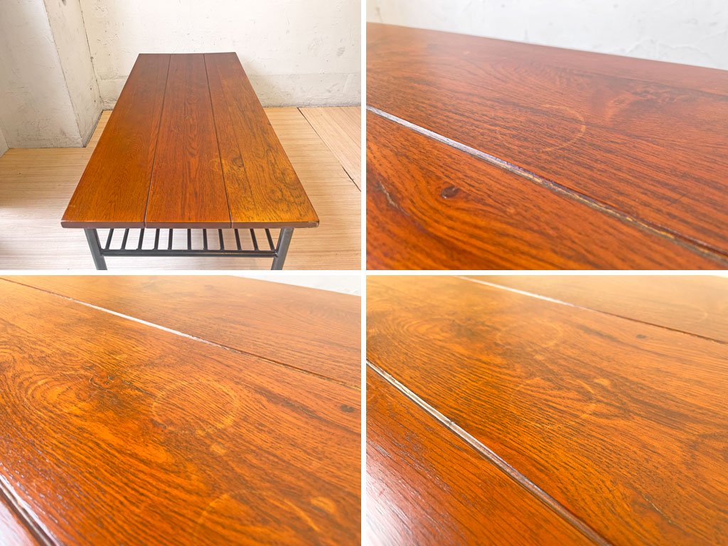 ジャーナルスタンダードファニチャー jsF サンク コーヒーテーブル SENS COFFEE TABLE ローテーブル オーク無垢材 スチールベース 鉄脚 インダストリアル ★