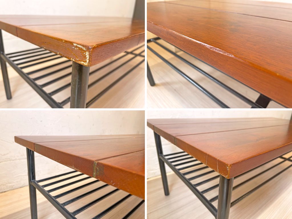 ジャーナルスタンダードファニチャー jsF サンク コーヒーテーブル SENS COFFEE TABLE ローテーブル オーク無垢材 スチールベース 鉄脚 インダストリアル ★