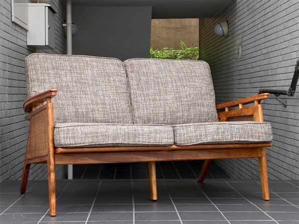 アクメファニチャー ACME Furniture ウィッカー ソファ WICKER SOFA 2P ハックベリー ラタン ファブリック グレー USビンテージスタイル ■