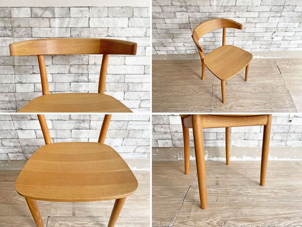 無印良品 MUJI リアルファニチャー REAL FURNITURE オーク無垢材 ダイニングチェア ハーフアーム 定価￥62,000- A ●