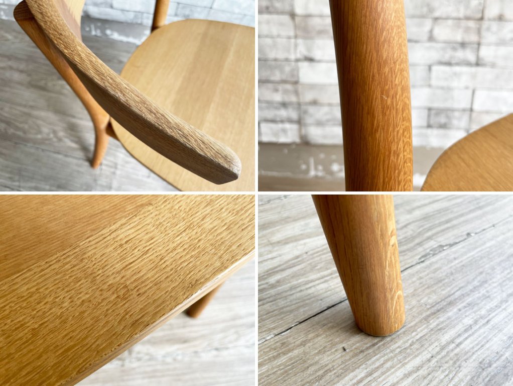 無印良品 MUJI リアルファニチャー REAL FURNITURE オーク無垢材 ダイニングチェア ハーフアーム 定価￥62,000- A ●