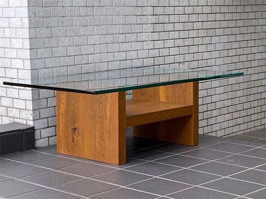 トラックファニチャー TRUCK FURNITURE オーク ガラストップ ローテーブル OAK GLASS-TOP LOW TABLE W110cm ■