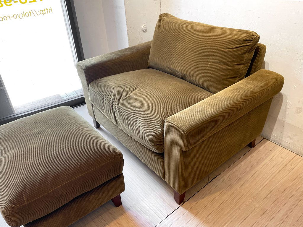 トラックファニチャー TRUCK FURNITURE FK SOFA オットマン コーデュロイ ウォールナット無垢材 フェザークッション 張地F-21 グリーン★