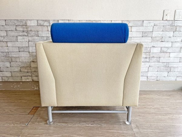 ノル Knoll イーストサイドソファ Eastside Sofa 1人掛けソファ ファブリック ホワイト×ブルー エットーレ・ソットサス Ettore Sottsass ポストモダン ●