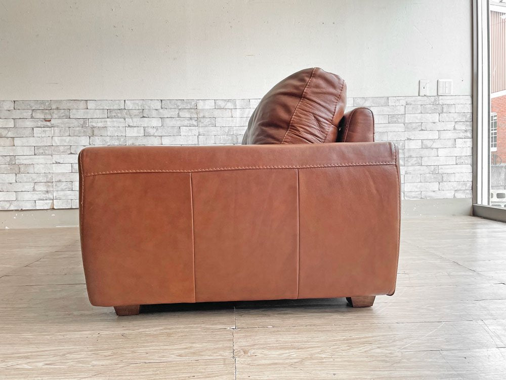 ウニコ unico テラ TERRA レザーソファ 3シーター Leather sofa 3 seater 3人掛け 本革 ブラウン フェザークッション 廃番 定価￥217,800- ●