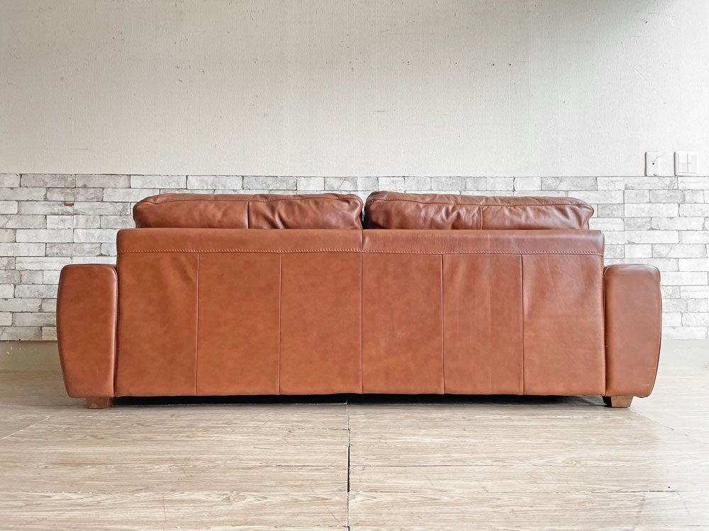 ウニコ unico テラ TERRA レザーソファ 3シーター Leather sofa 3 seater 3人掛け 本革 ブラウン フェザークッション 廃番 定価￥217,800- ●