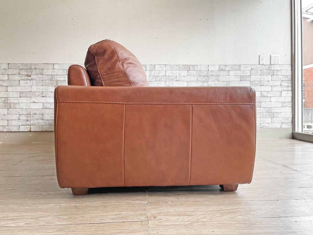 ウニコ unico テラ TERRA レザーソファ 3シーター Leather sofa 3 seater 3人掛け 本革 ブラウン フェザークッション 廃番 定価￥217,800- ●