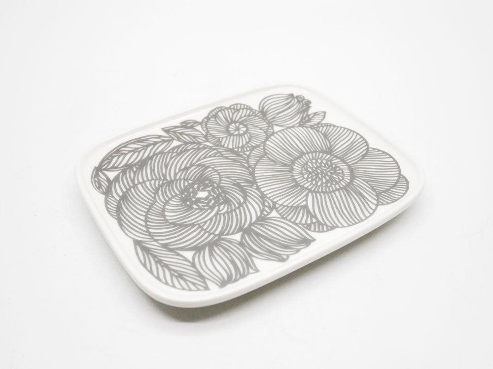 マリメッコ marimekko クルイェンポルヴィ KURJENPOLVI スクエアプレート グレー  15.3×12.4cm 廃番カラー北欧食器 フィンランド D ●