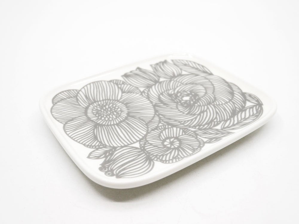 マリメッコ marimekko クルイェンポルヴィ KURJENPOLVI スクエアプレート グレー  15.3×12.4cm 廃番カラー北欧食器 フィンランド B ●