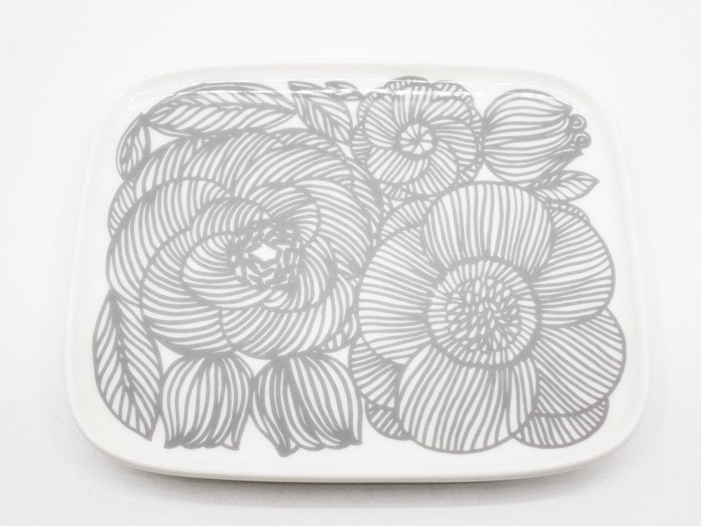 マリメッコ marimekko クルイェンポルヴィ KURJENPOLVI スクエアプレート グレー  15.3×12.4cm 廃番カラー北欧食器 フィンランド B ●