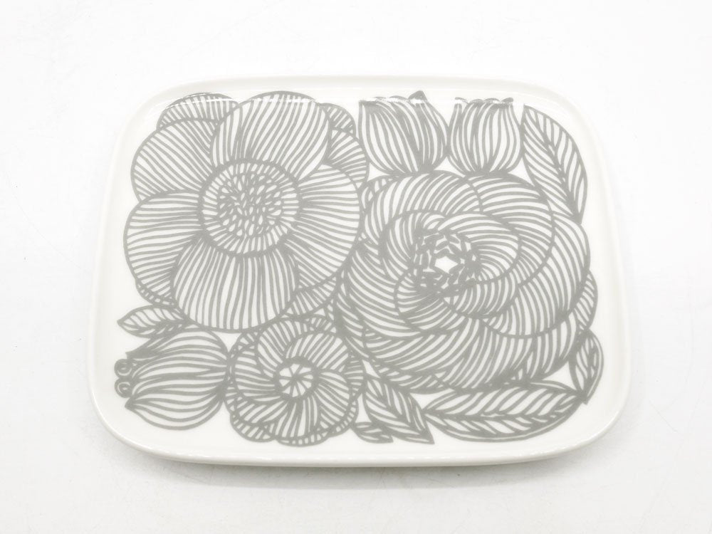 マリメッコ marimekko クルイェンポルヴィ KURJENPOLVI スクエアプレート グレー  15.3×12.4cm 廃番カラー北欧食器 フィンランド A ●