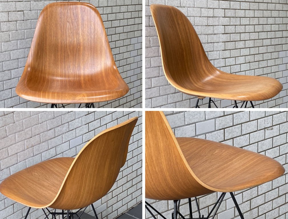 ハーマンミラー Herman Miller サイドシェルチェア DWSR ウォールナット ウッドシェル エッフェルベース C&R イームズ ミッドセンチュリー A ■