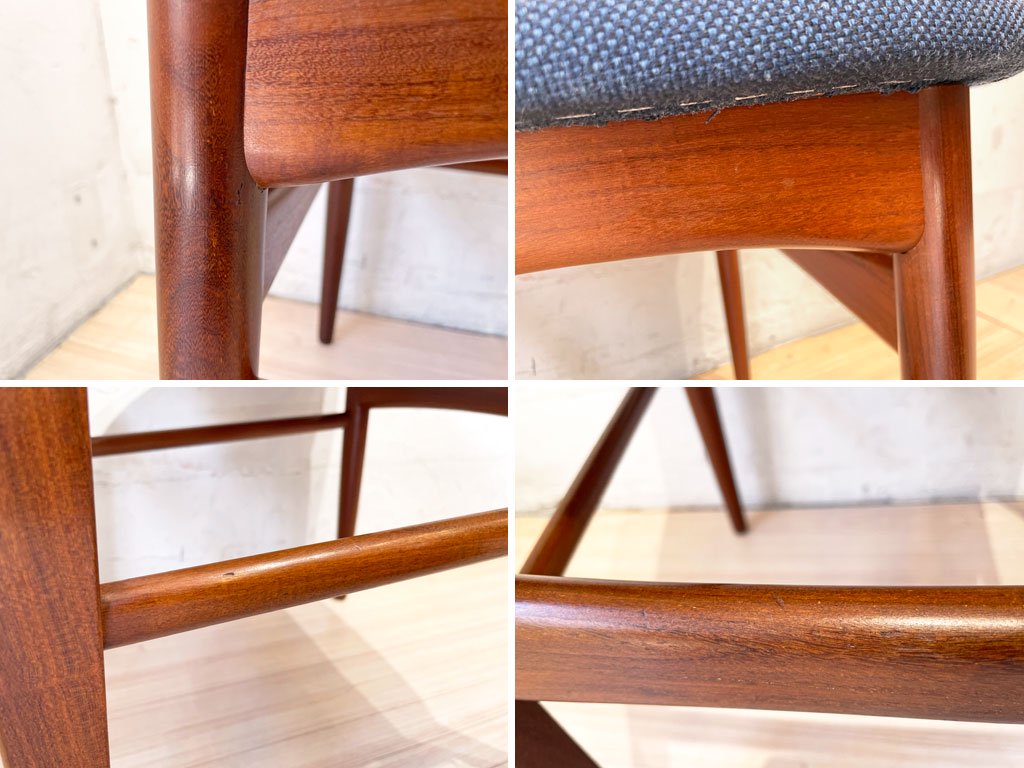 北欧ビンテージ Scandinavian vintage チークプライウッド Teak plywood ダイニングチェア ファブリックシート 張替済み★