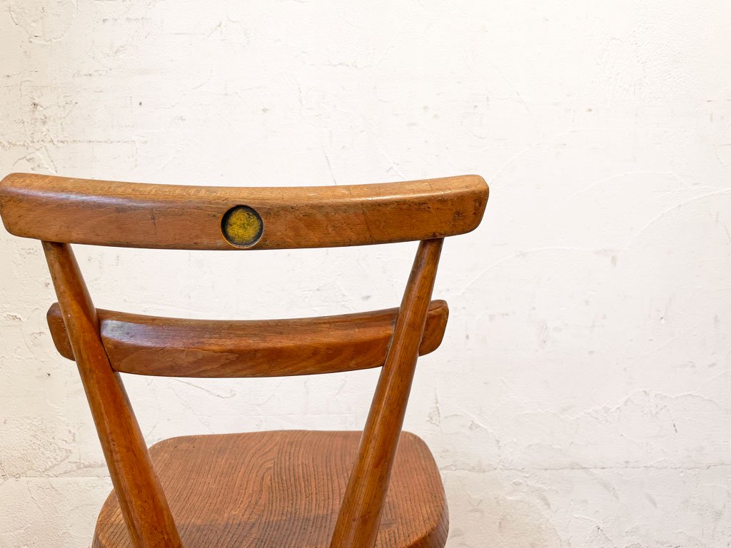 アーコール ERCOL ビンテージ ダブルバックチェア イエロードット 黄色 キッズチェア エルム材 スタッキング UK Vintage ★