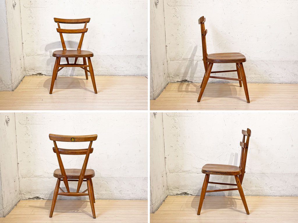 アーコール ERCOL ビンテージ ダブルバックチェア イエロードット 黄色 キッズチェア エルム材 スタッキング UK Vintage ★