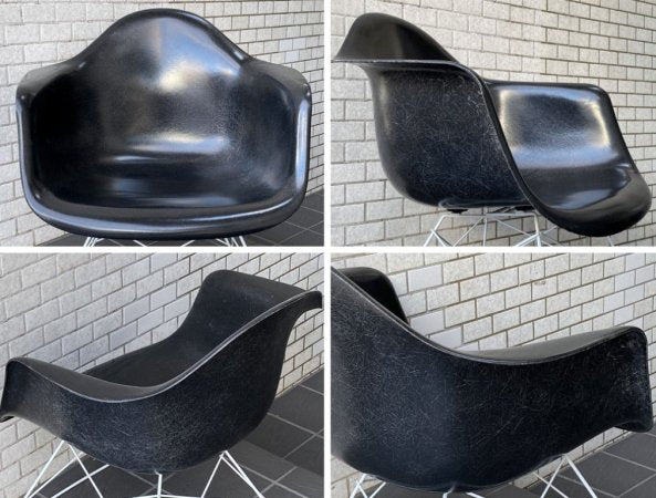 ハーマンミラー Herman Miller アームシェルチェア LAR 現行FRP製 ブラック キャッツクレイドル ラウンジベース C&R イームズ ■