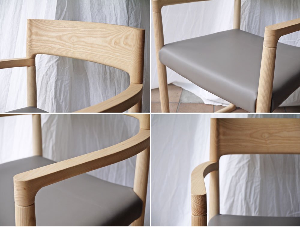 バイ インテリアズ by interiors スィーピー SWEEPY chair アームチェア ナチュラル PVCレザーシート グレー 大城健作 ◇