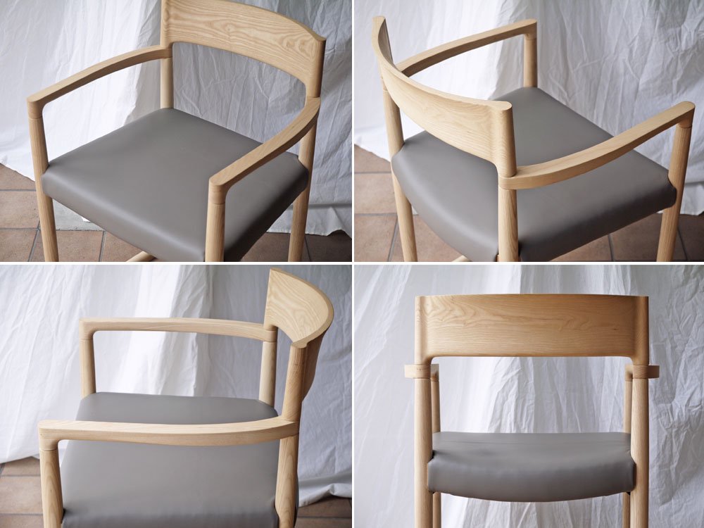 バイ インテリアズ by interiors スィーピー SWEEPY chair アームチェア ナチュラル PVCレザーシート グレー 大城健作 ◇