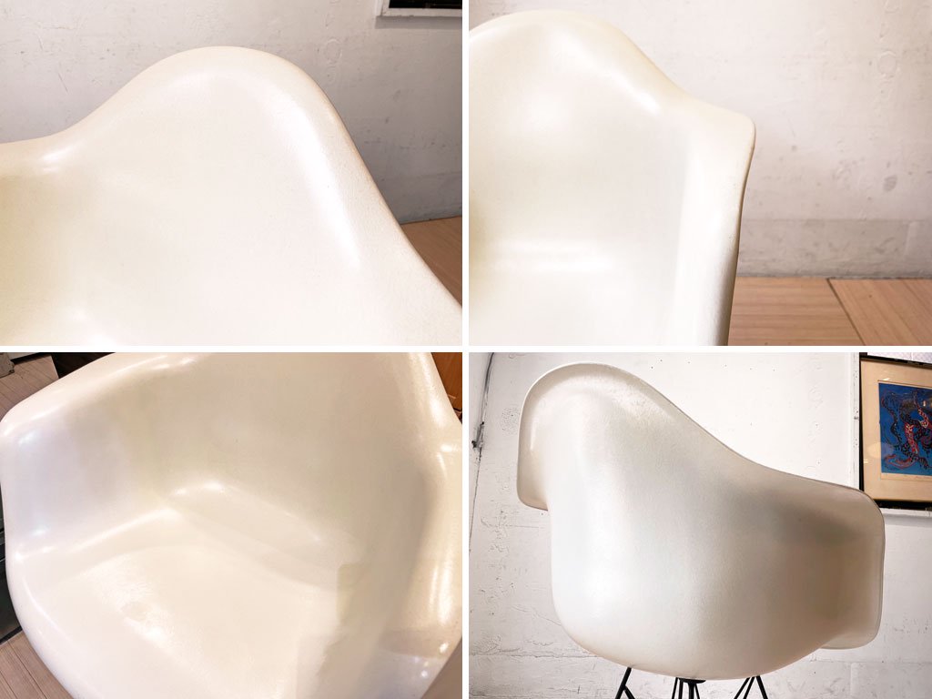 ハーマンミラー Herman Miller アームシェルチェア DAR 現行FRP製 パーチメント エッフェルベース C&R イームズ ミッドセンチュリー ★