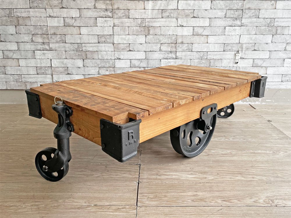 アクメファニチャー ACME Furniture ギルド ドーリー GUILD DOLLY テーブル L チーク古材×鋳鉄 ローテーブル 溶接痕有り 廃番 参考定価\155,000-●