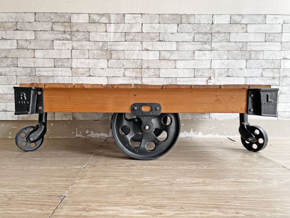アクメファニチャー ACME Furniture ギルド ドーリー GUILD DOLLY テーブル L チーク古材×鋳鉄 ローテーブル 溶接痕有り 廃番 参考定価\155,000-●