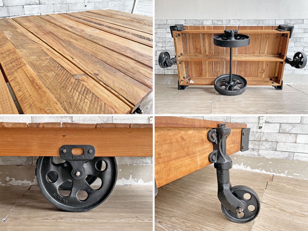 アクメファニチャー ACME Furniture ギルド ドーリー GUILD DOLLY テーブル L チーク古材×鋳鉄 ローテーブル 溶接痕有り 廃番 参考定価\155,000-●