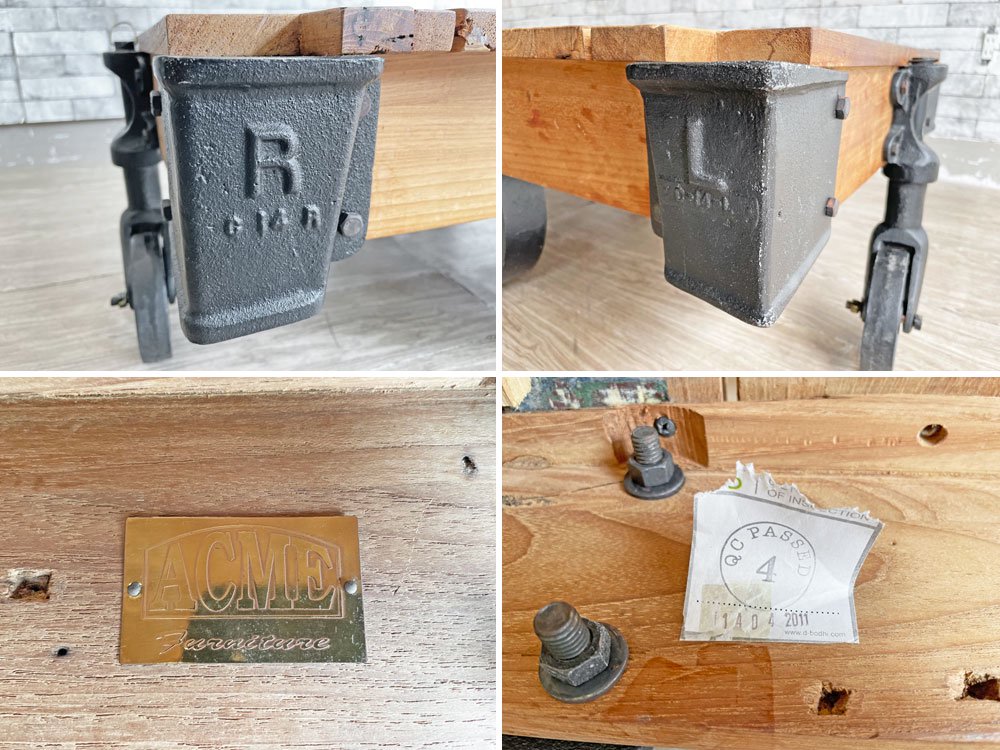 アクメファニチャー ACME Furniture ギルド ドーリー GUILD DOLLY テーブル L チーク古材×鋳鉄 ローテーブル 溶接痕有り 廃番 参考定価\155,000-●