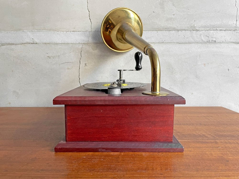 THORENS トーレンス GRAMOPHONE MUSIC BOX グラムフォーン ミュージックボックス ディスクオルゴール 4.5in ディスク付き スイス ビンテージ 希少♪