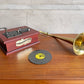 THORENS トーレンス GRAMOPHONE MUSIC BOX グラムフォーン ミュージックボックス ディスクオルゴール 4.5in ディスク付き スイス ビンテージ 希少♪