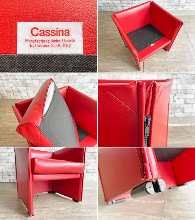 カッシーナイクスシー Cassina ixc ウィスキー 402 WISKEY 1Pソファ レッド 本革 マリオ・ベリーニ MARIO BELLINI シンプルモダン ●