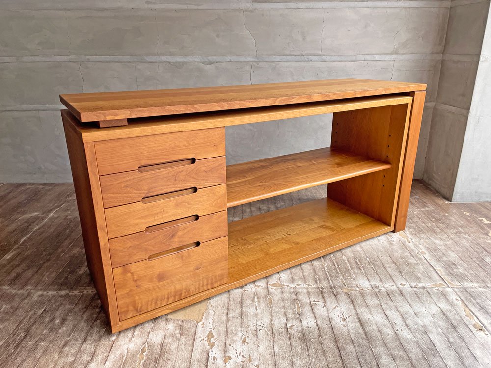 土井木工 kitoki DK06.desk cabinet デスクキャビネット 学習机 レッドオーク+ウォールナット 無垢材 小泉誠 抽斗5杯 定価\196,900-♪