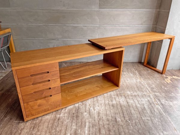 土井木工 kitoki DK06.desk cabinet デスクキャビネット 学習机 レッドオーク+ウォールナット 無垢材 小泉誠 抽斗5杯 定価\196,900-♪