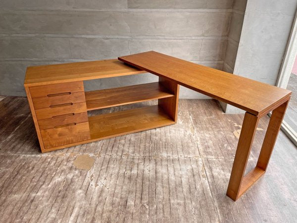 土井木工 kitoki DK06.desk cabinet デスクキャビネット 学習机 レッドオーク+ウォールナット 無垢材 小泉誠 抽斗5杯 定価\196,900-♪