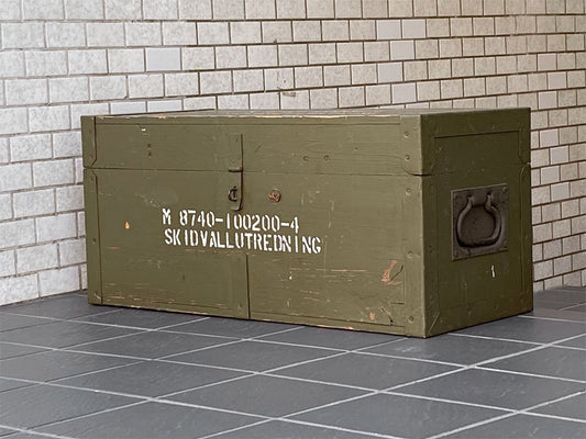 ビンテージ ウッドボックス メディカルボックス フットロッカー ブランケットボックス ミリタリー 軍物 ディスプレイ ■