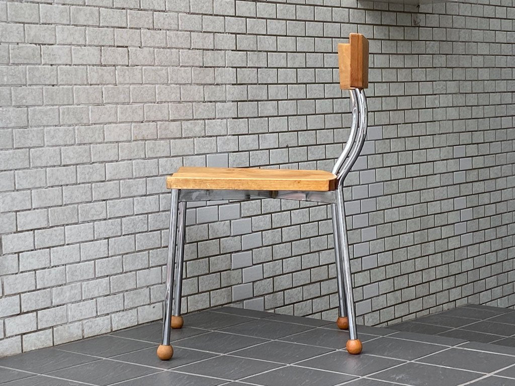 イクスス ikususu FURNITURE ダイニングチェア アルダー無垢材×スチール オイルフィニッシュ ナチュラル 板座 座繰り 廃番 北欧テイスト A  ■