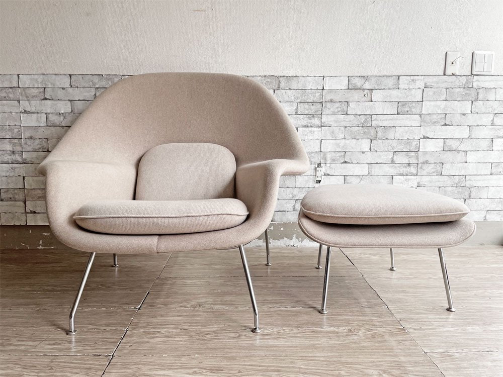 ノル ノール Knoll サーリネンコレクション ウームチェア Womb Chair リラックス  ラウンジチェア オットマン付 カシミア 生誕100周年記念モデル 世界100脚限定 ●