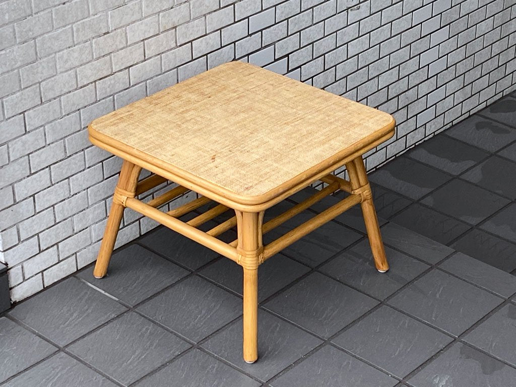 ビンテージ Vintage ラタン コーヒーテーブル ローテーブル 籐家具 北欧スタイル ■